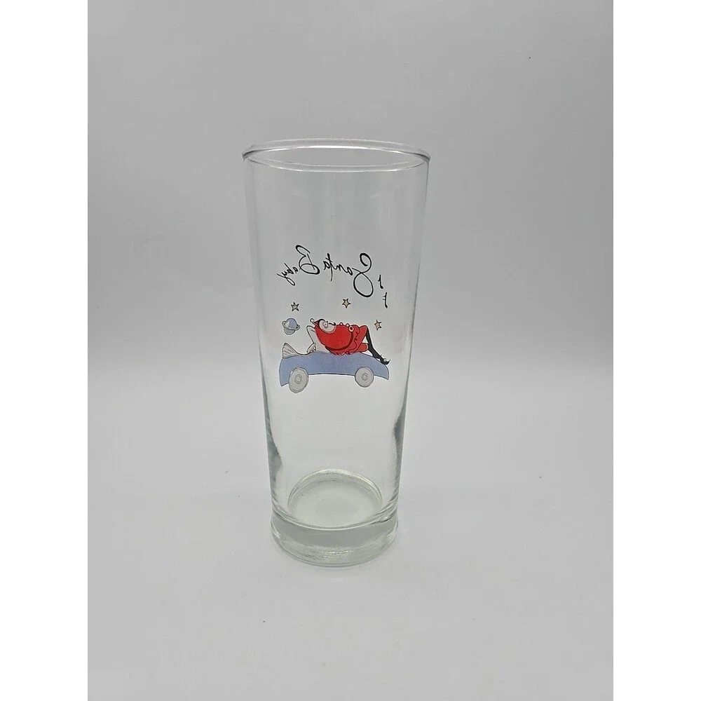 Pottery Barn Holiday Santa Baby Chilling On A Car Tumbler Highball Glass